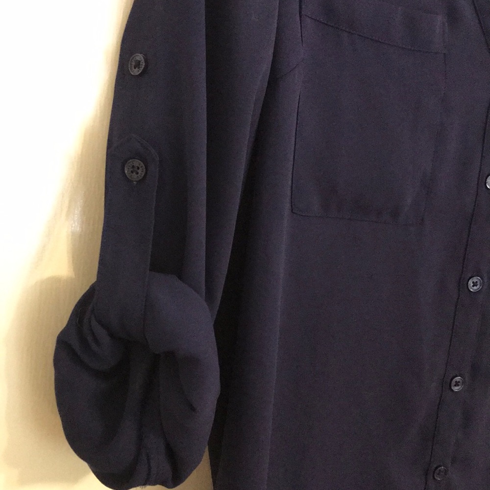 Blue Button Down Blouse By Express - image 3